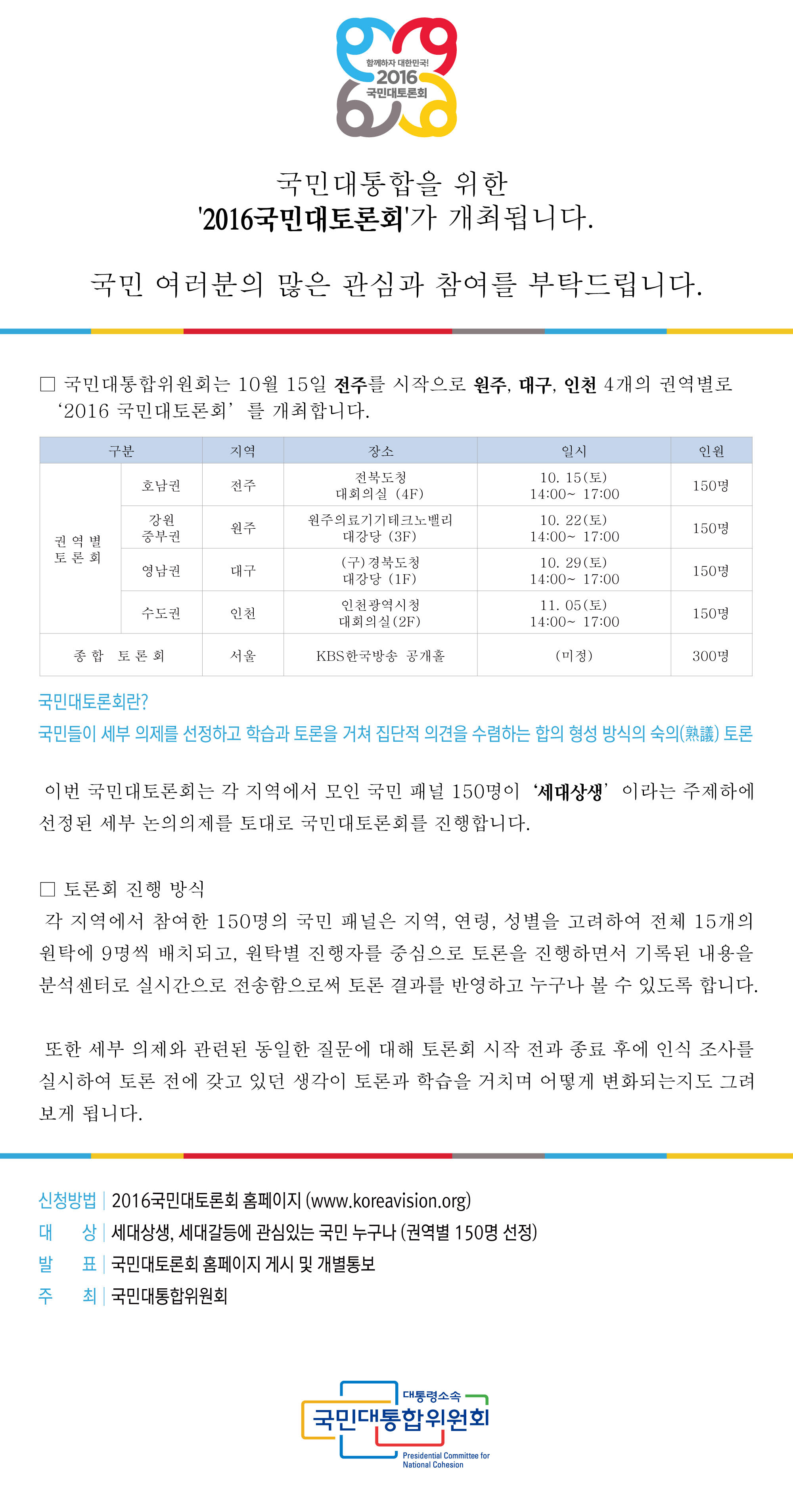 국민대통합을 위한 '2016국민대토론회' 개최 이미지